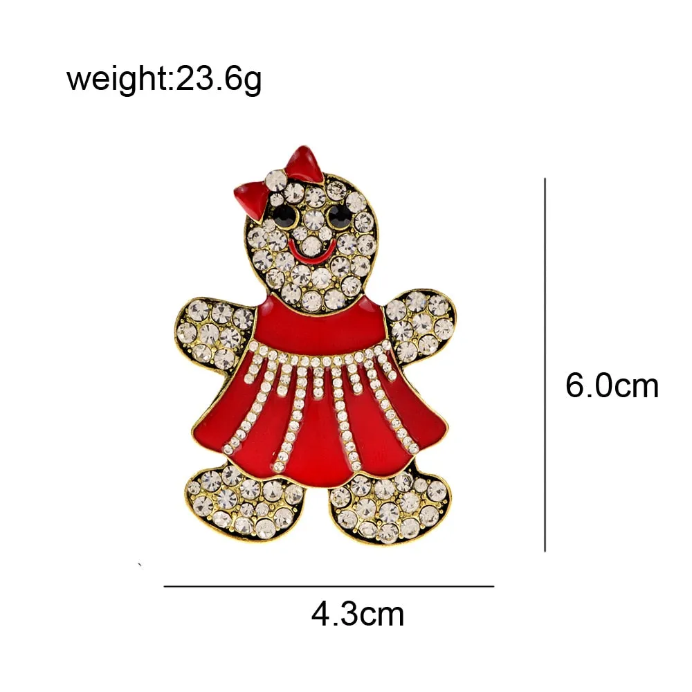Enamel Gingerbread Man Brooches For Women Girls