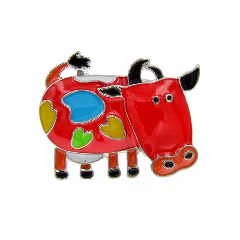 Enamel Milk Cow Brooch Kids Cartoon Pin Brooch 6 Colors Available