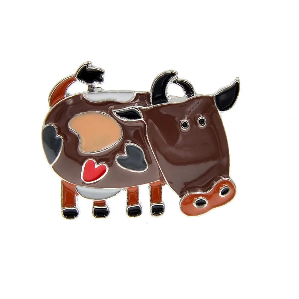 Enamel Milk Cow Brooch Kids Cartoon Pin Brooch 6 Colors Available