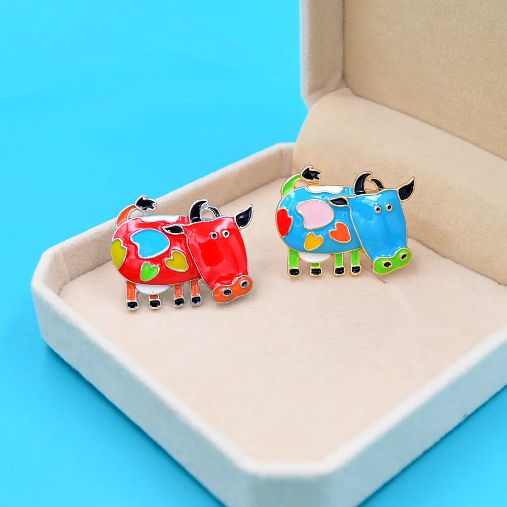 Enamel Milk Cow Brooch Kids Cartoon Pin Brooch 6 Colors Available