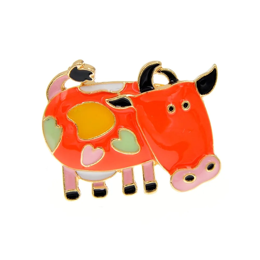 Enamel Milk Cow Brooch Kids Cartoon Pin Brooch 6 Colors Available