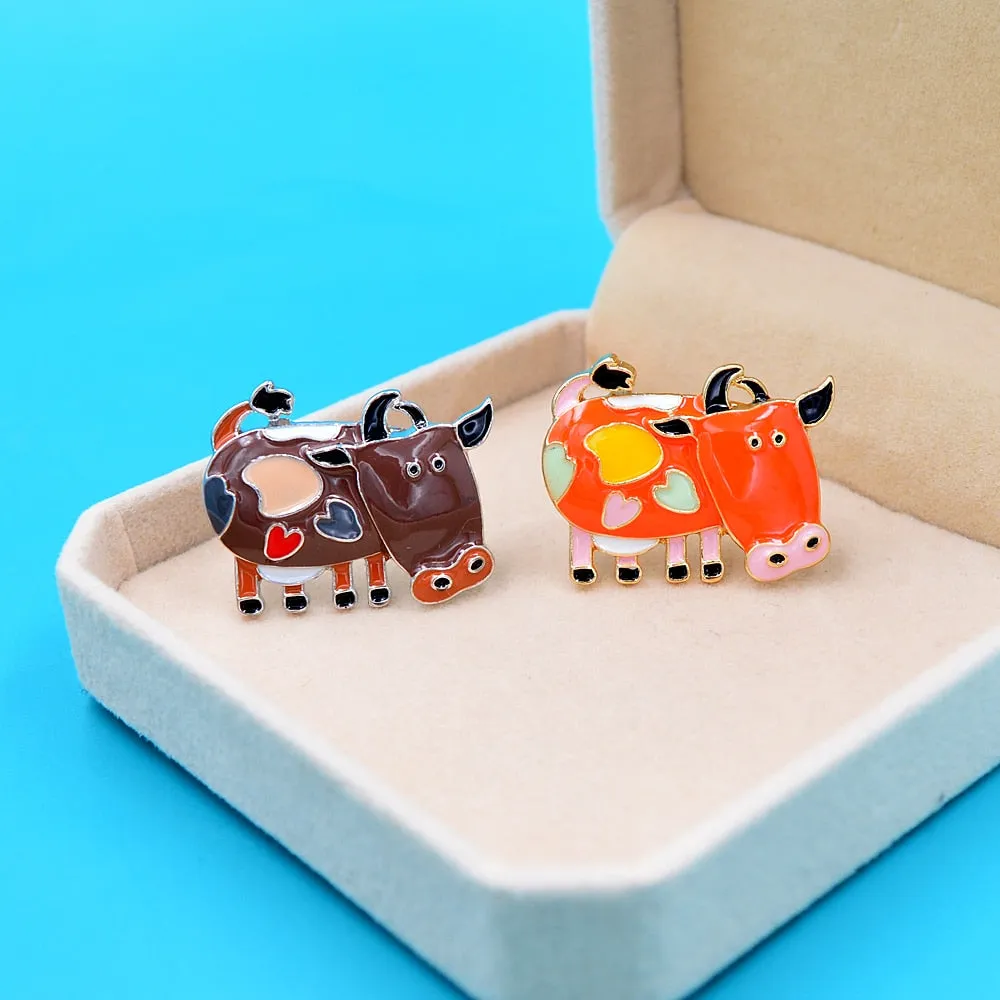 Enamel Milk Cow Brooch Kids Cartoon Pin Brooch 6 Colors Available