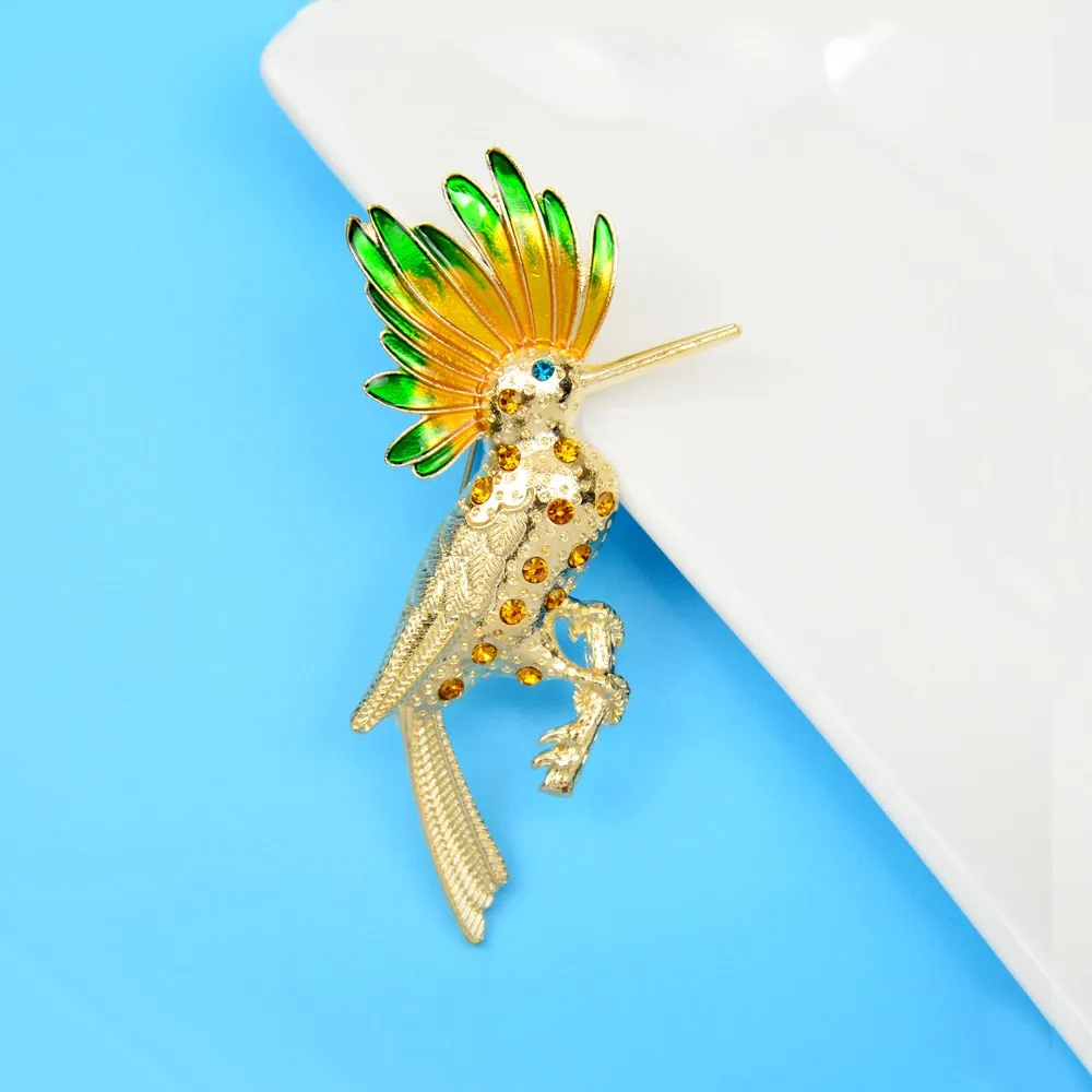 Enamel Parakeet Bird Brooches For Women