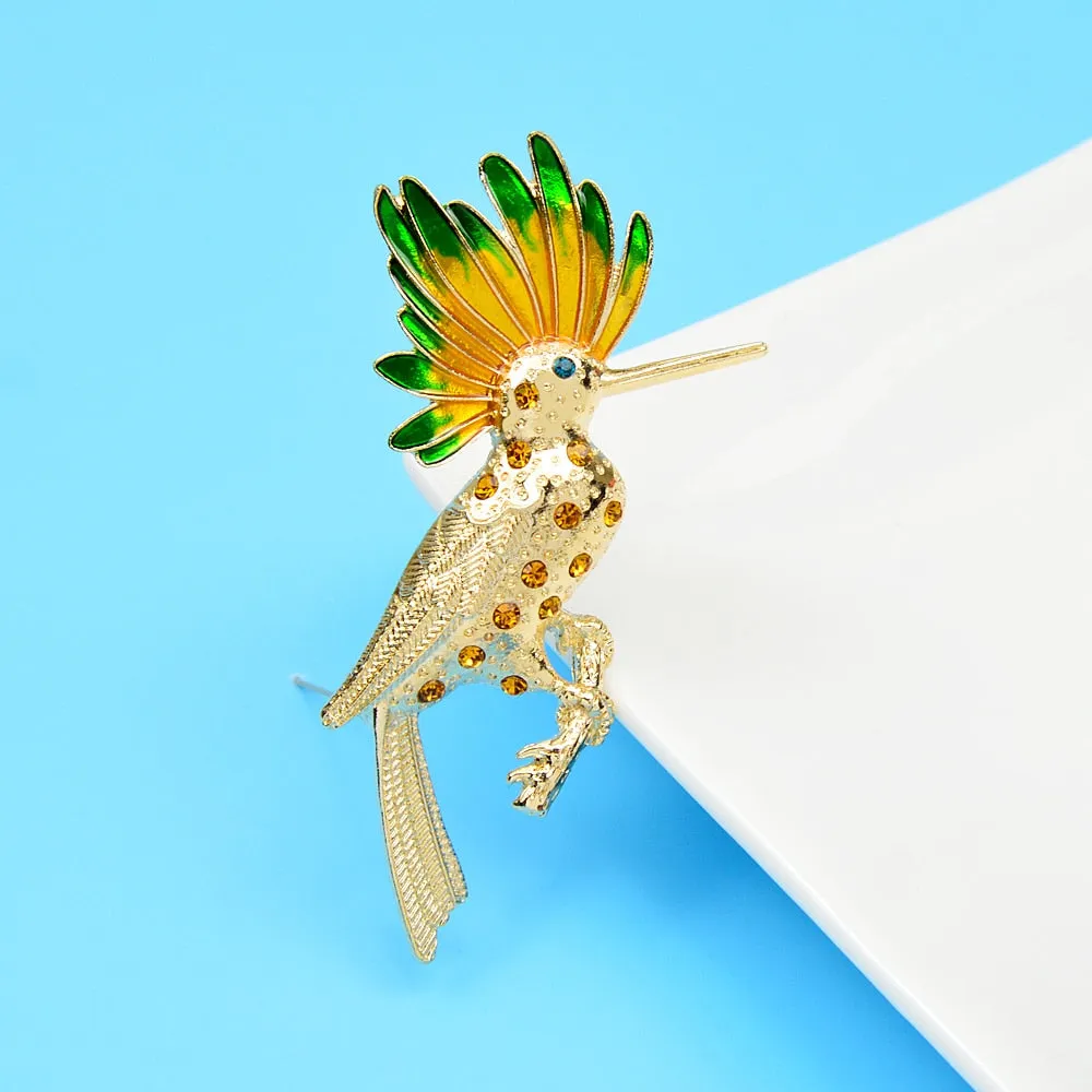 Enamel Parakeet Bird Brooches For Women