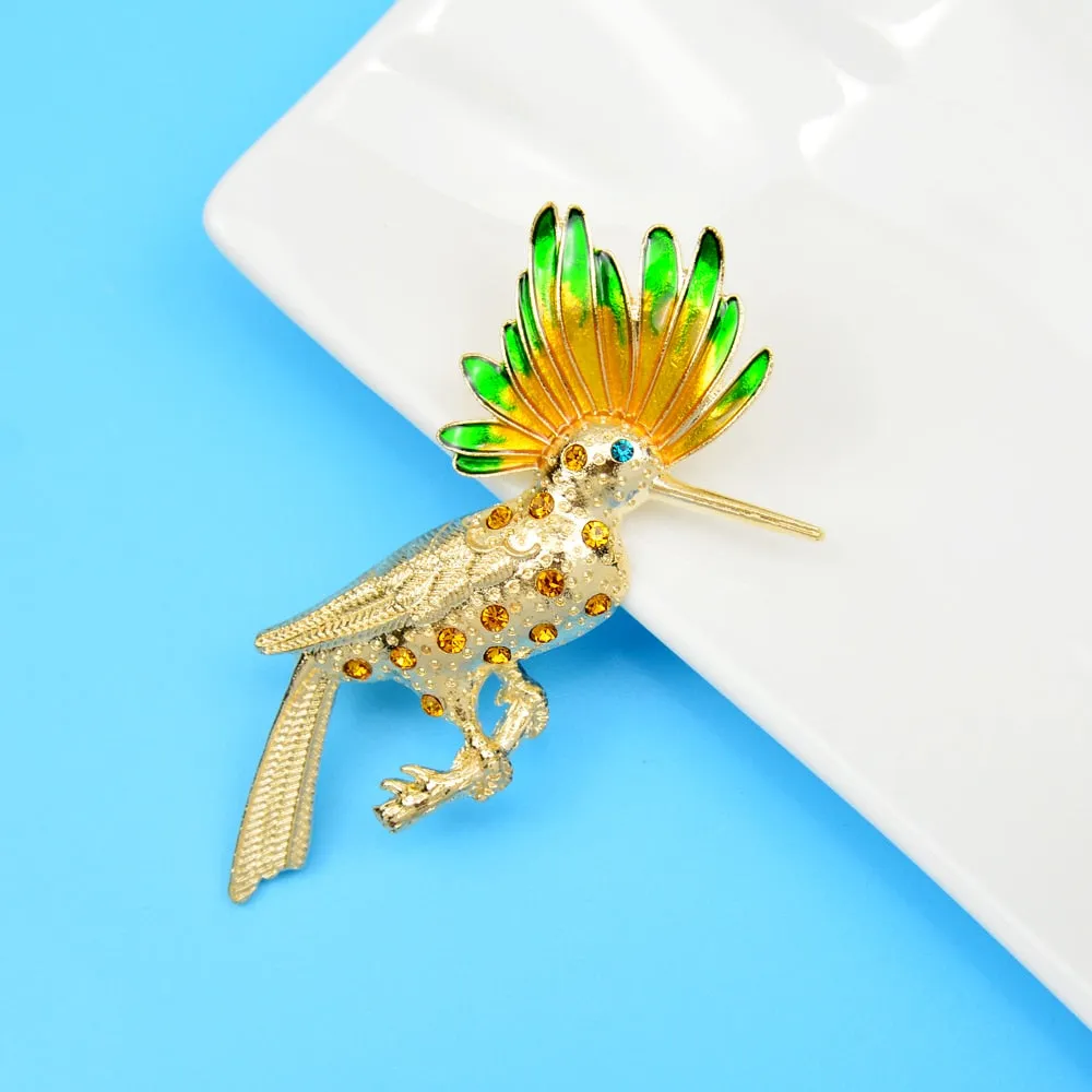 Enamel Parakeet Bird Brooches For Women