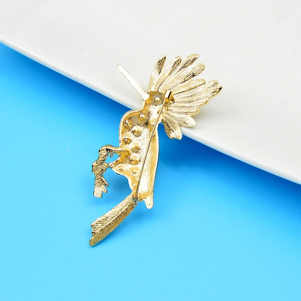 Enamel Parakeet Bird Brooches For Women