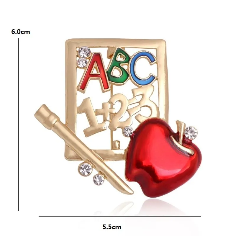 Enamel Pencil Book Brooches Unisex Student Teacher School Party Office Brooch