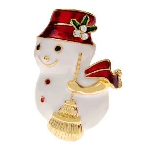 Enamel Snowman Brooches For Women Winter Christmas Pin