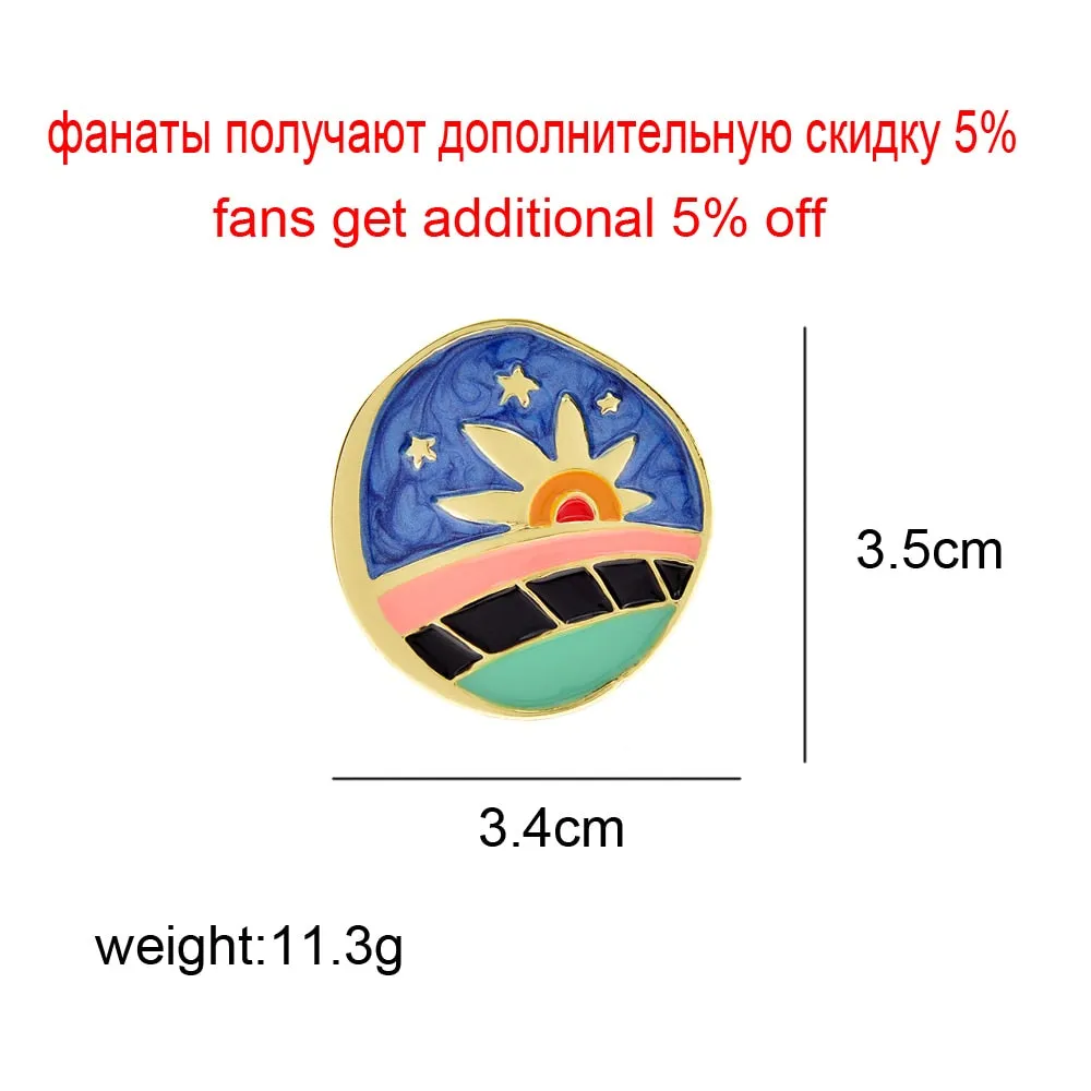 Enamel Starry Sky Brooch Blue Color Abstract Button