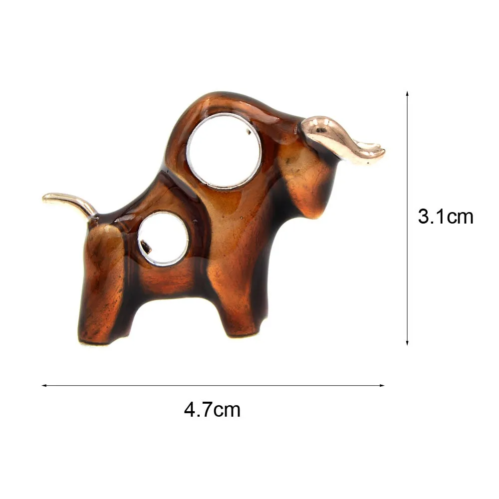 Enamel Strong Bull Brooch Unisex Women And Men Pin Brooches