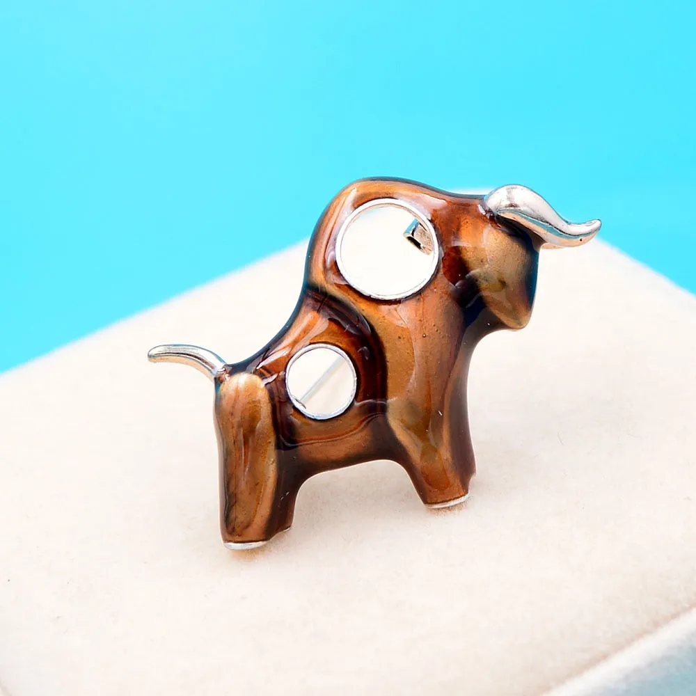 Enamel Strong Bull Brooch Unisex Women And Men Pin Brooches