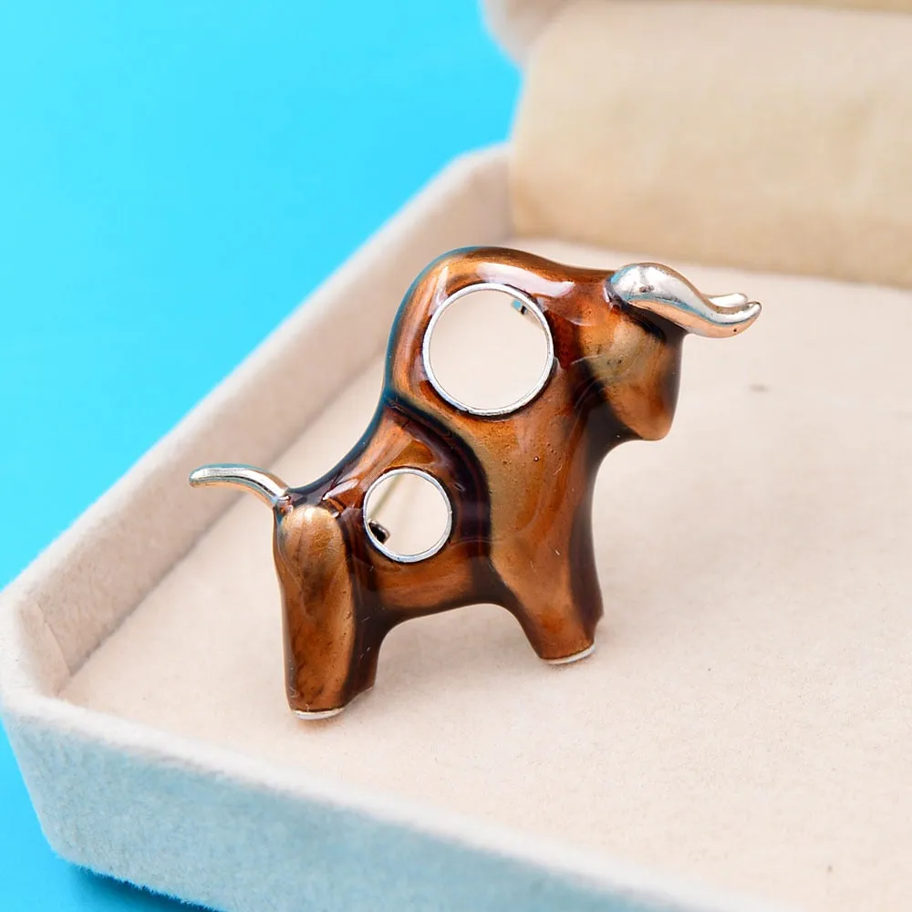 Enamel Strong Bull Brooch Unisex Women And Men Pin Brooches