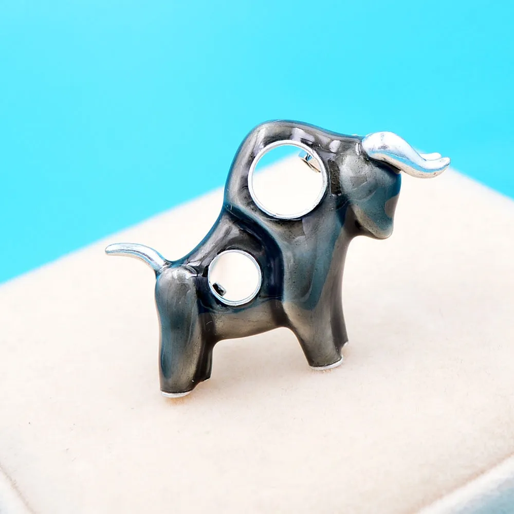 Enamel Strong Bull Brooch Unisex Women And Men Pin Brooches
