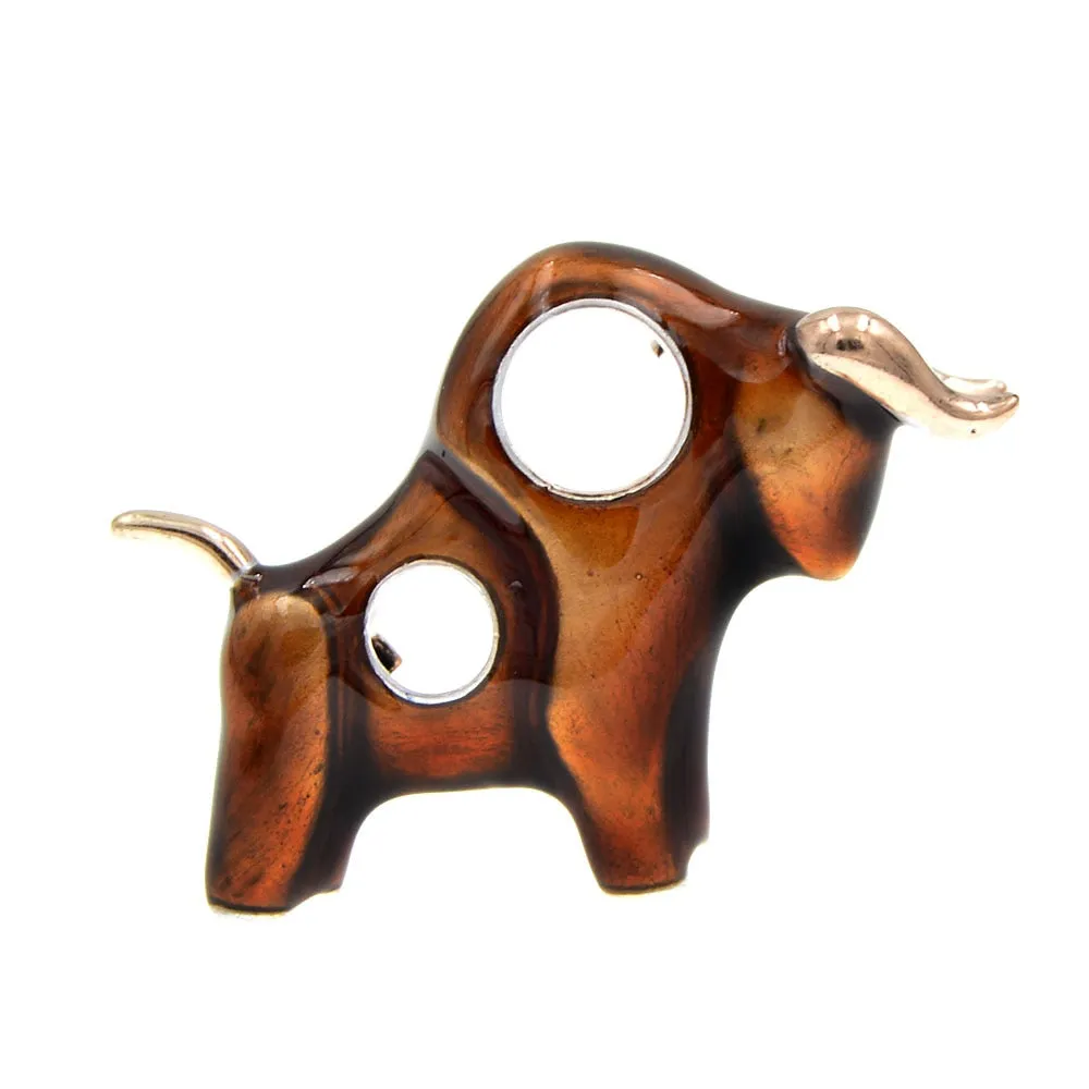 Enamel Strong Bull Brooch Unisex Women And Men Pin Brooches