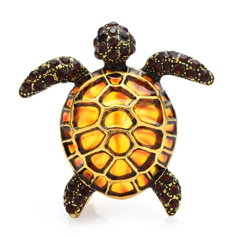 Enamel Turtle Brooches For Women Men Lovely 3-color Animal Party Casual Brooch