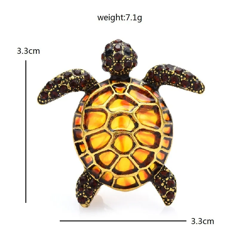 Enamel Turtle Brooches For Women Men Lovely 3-color Animal Party Casual Brooch