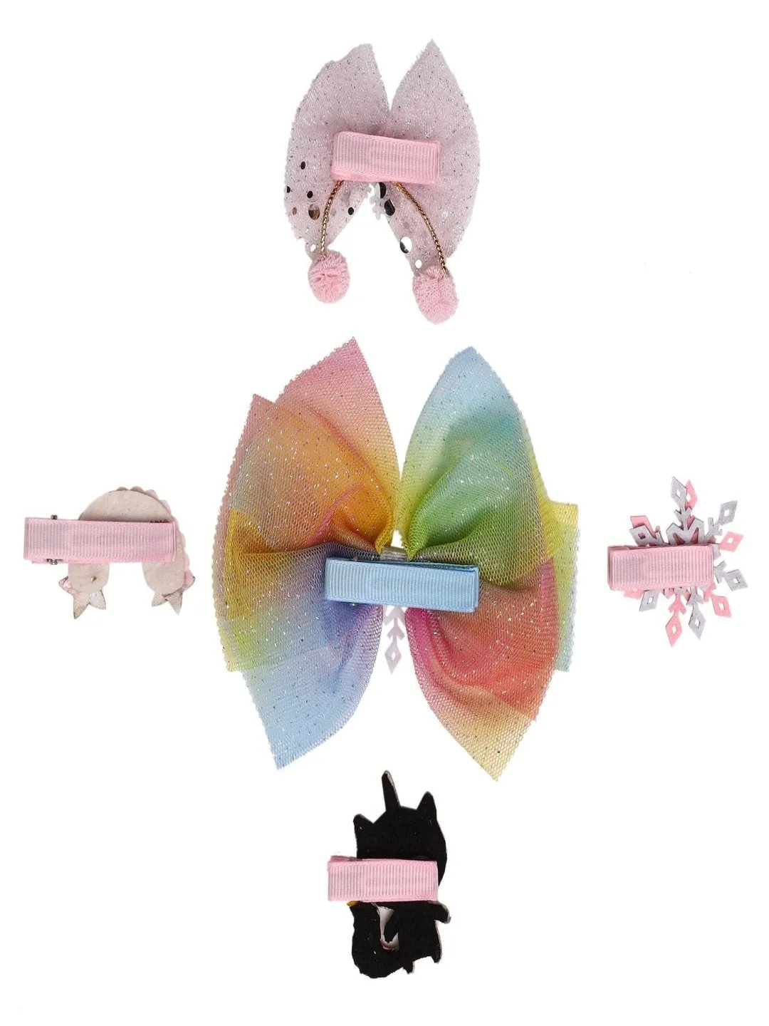 Enchanting Rainbow Alligator Hair Clips for Girls- Set of 5