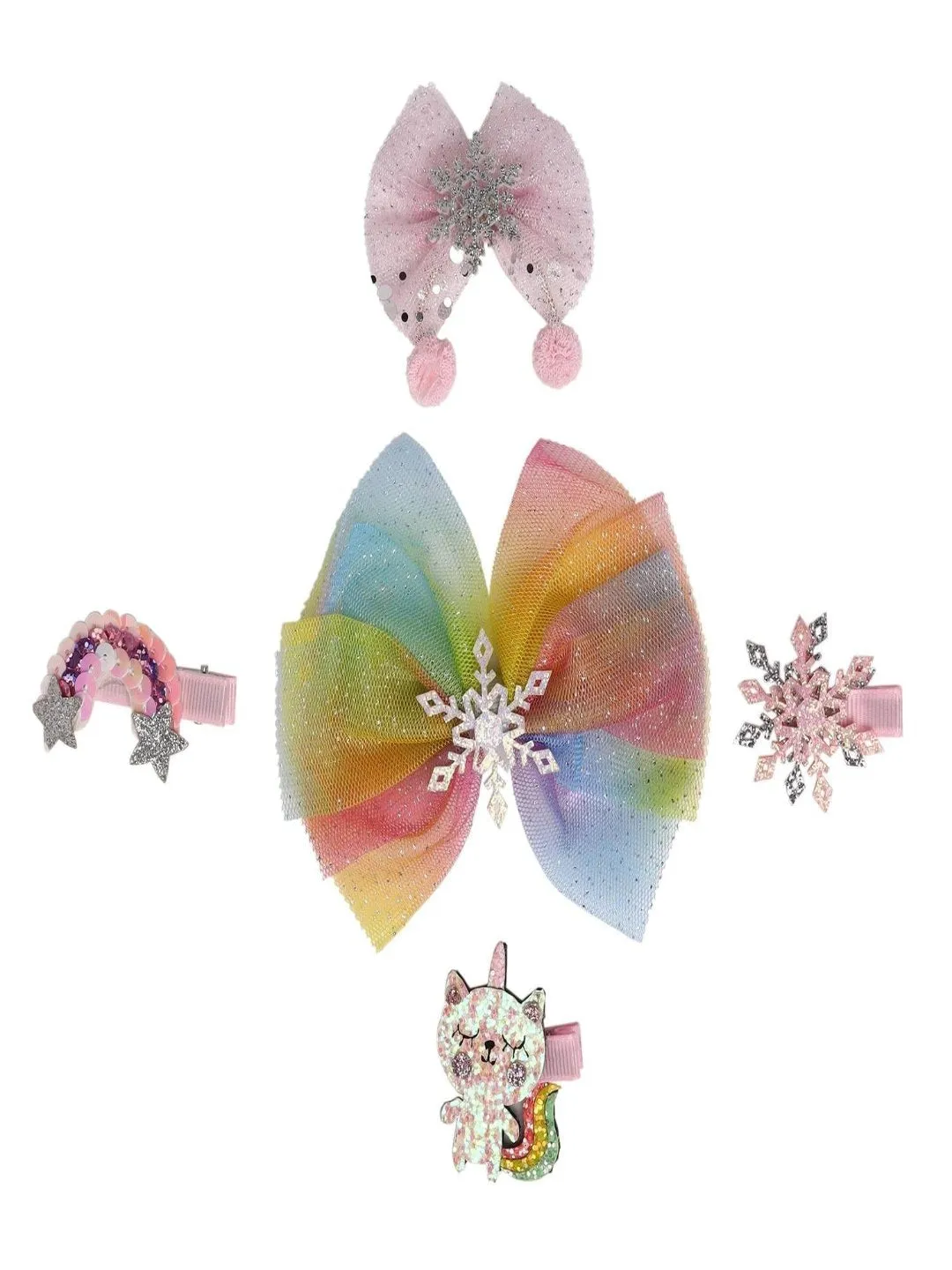 Enchanting Rainbow Alligator Hair Clips for Girls- Set of 5