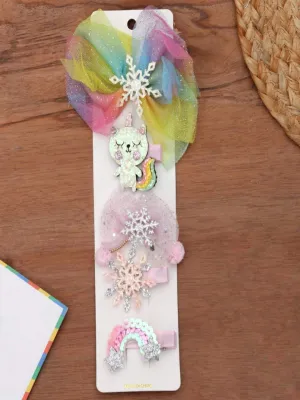 Enchanting Rainbow Alligator Hair Clips for Girls- Set of 5