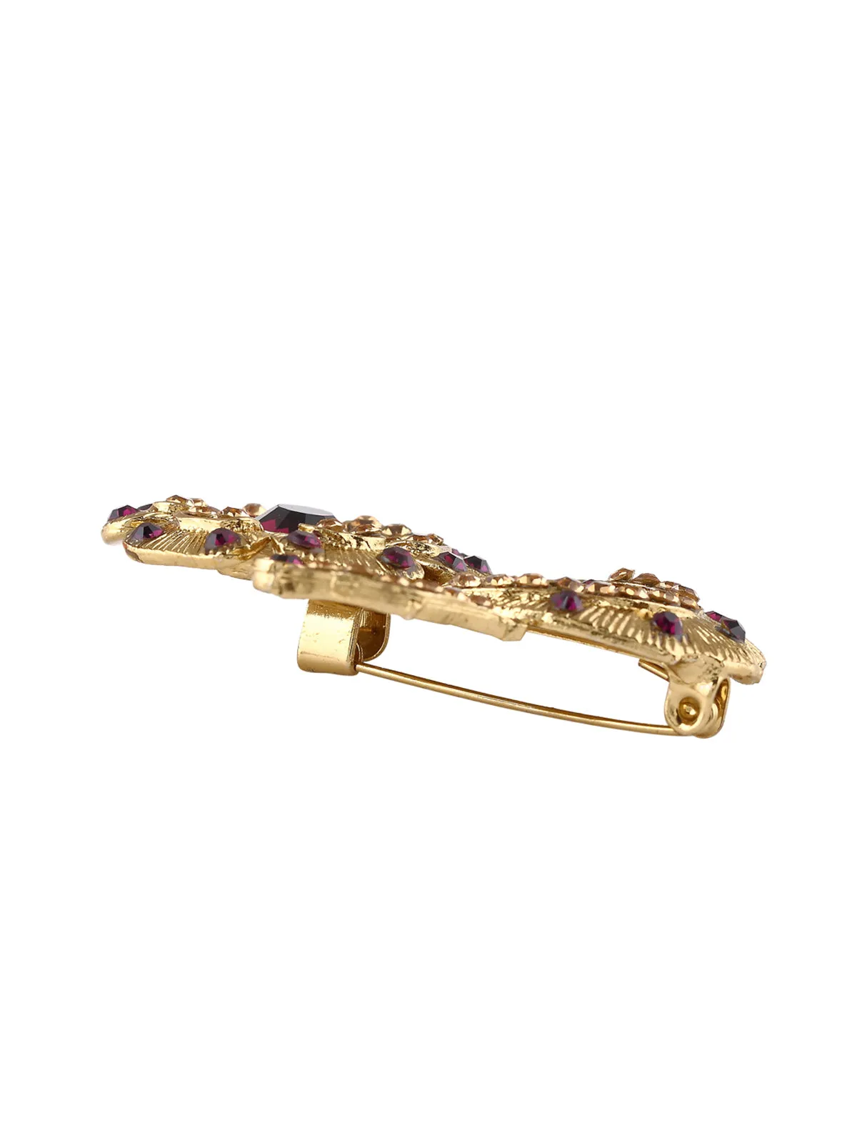Ethnic Diamond Golden Flower Brooch