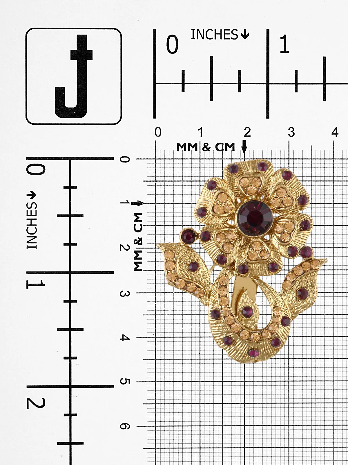 Ethnic Diamond Golden Flower Brooch