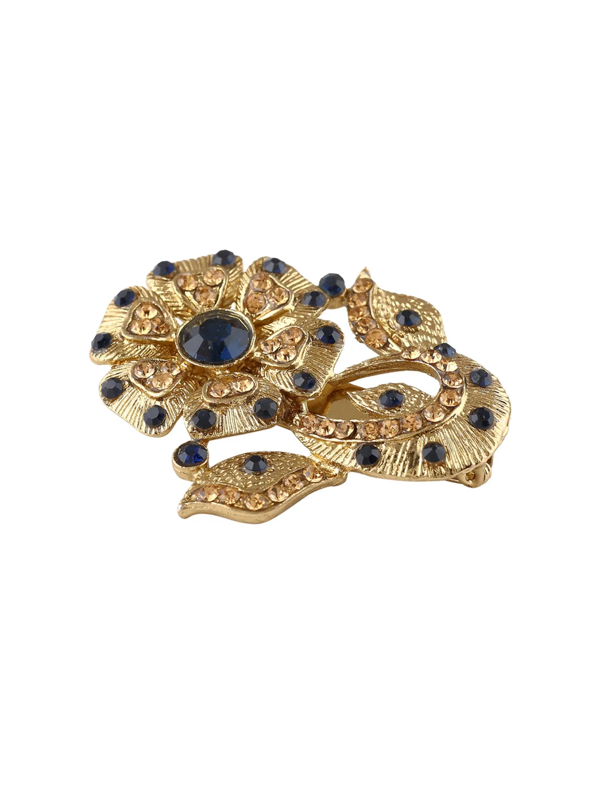 Ethnic Diamond Golden Flower Brooch