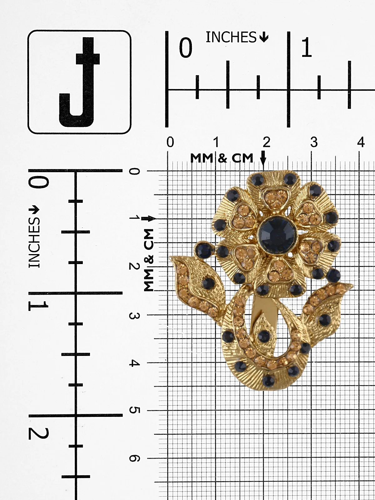 Ethnic Diamond Golden Flower Brooch