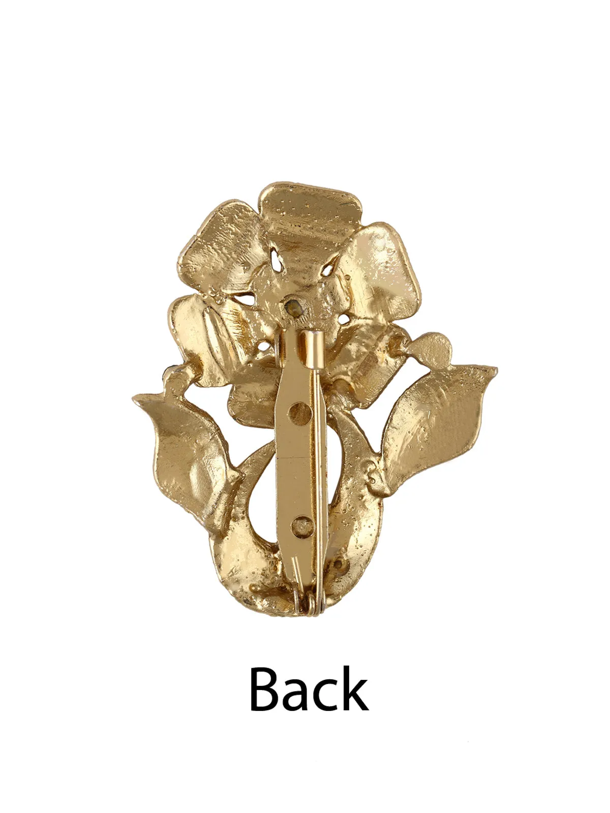 Ethnic Diamond Golden Flower Brooch