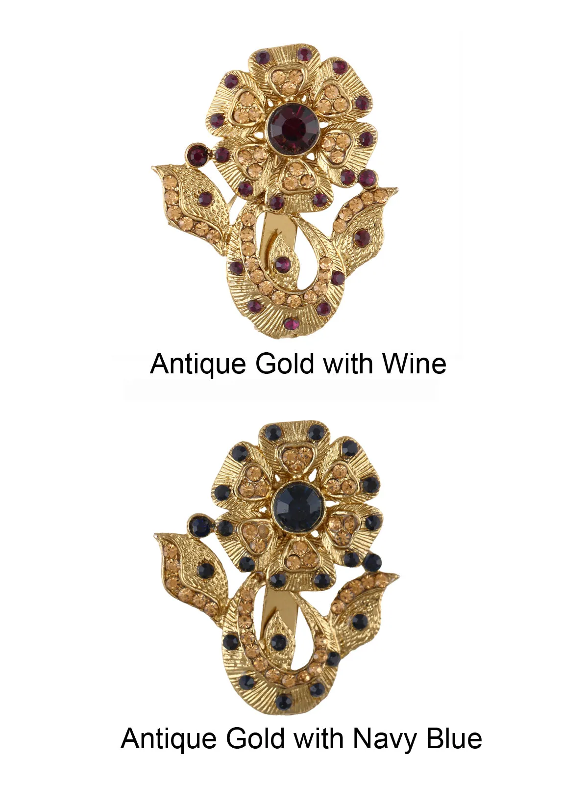 Ethnic Diamond Golden Flower Brooch