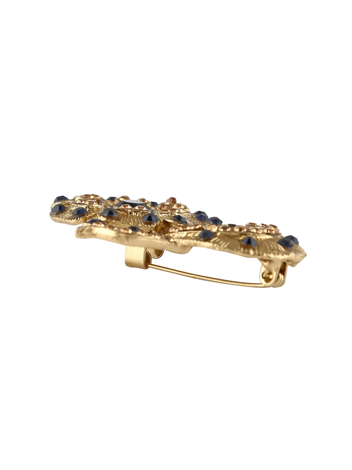 Ethnic Diamond Golden Flower Brooch