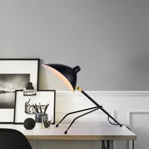 Eva - Black Black Bowl Reading Light Cartoon 1-Head Metal Nightstand Lamp with Tripod and Adjustable Shade