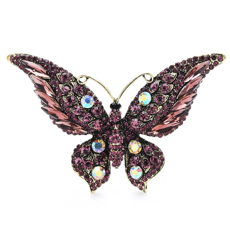 Exaggerate Sparkling Cyrstal Butterfly Brooch Pins For Women