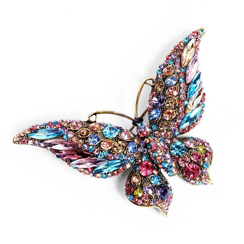 Exaggerate Sparkling Cyrstal Butterfly Brooch Pins For Women