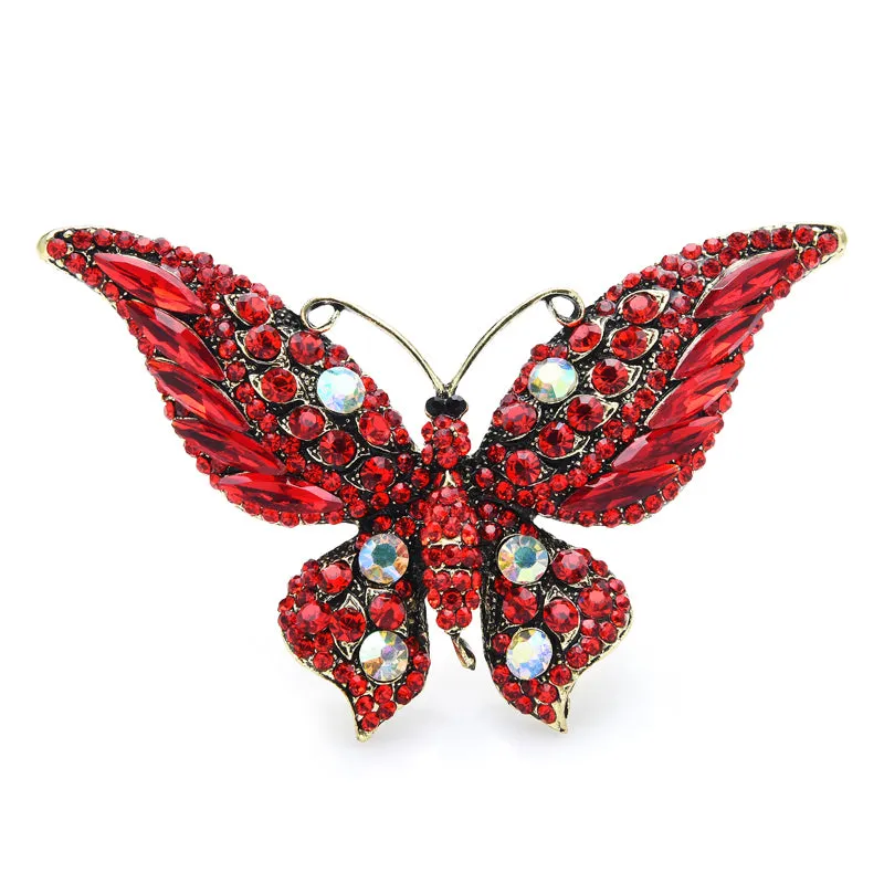 Exaggerate Sparkling Cyrstal Butterfly Brooch Pins For Women
