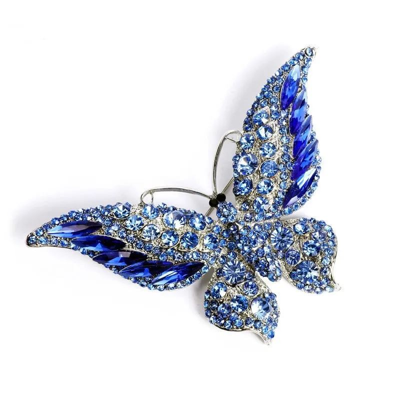 Exaggerate Sparkling Cyrstal Butterfly Brooch Pins For Women