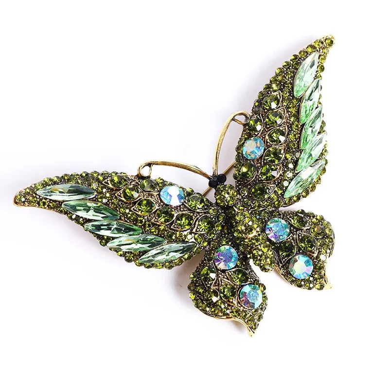 Exaggerate Sparkling Cyrstal Butterfly Brooch Pins For Women