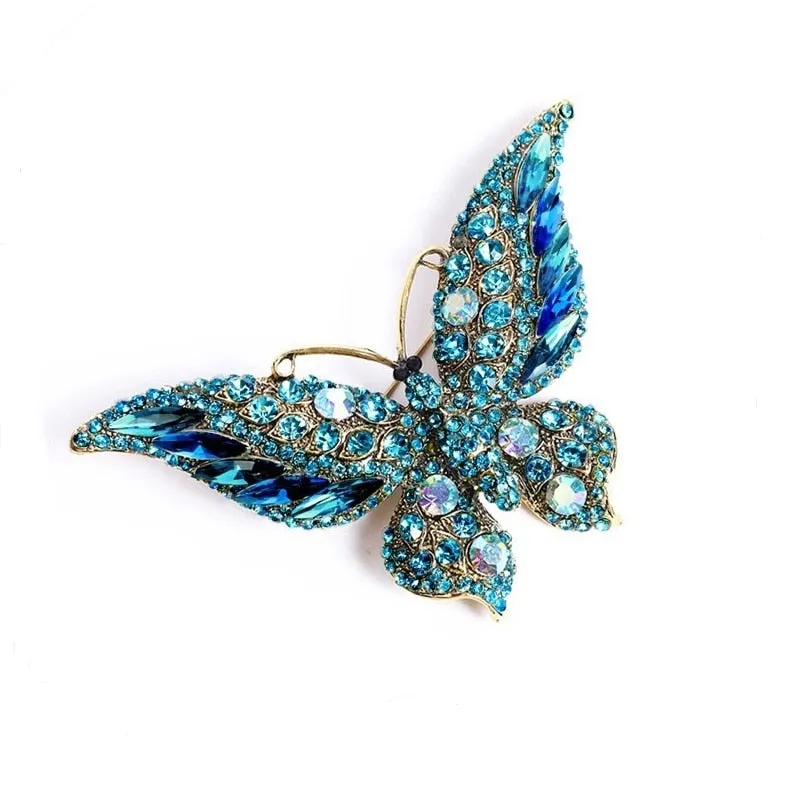 Exaggerate Sparkling Cyrstal Butterfly Brooch Pins For Women