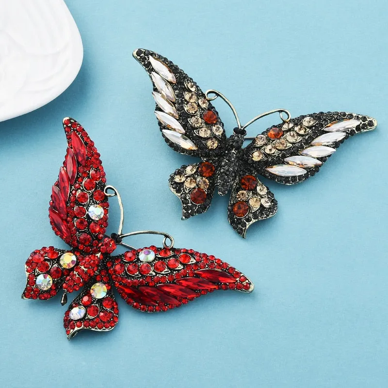Exaggerate Sparkling Cyrstal Butterfly Brooch Pins For Women