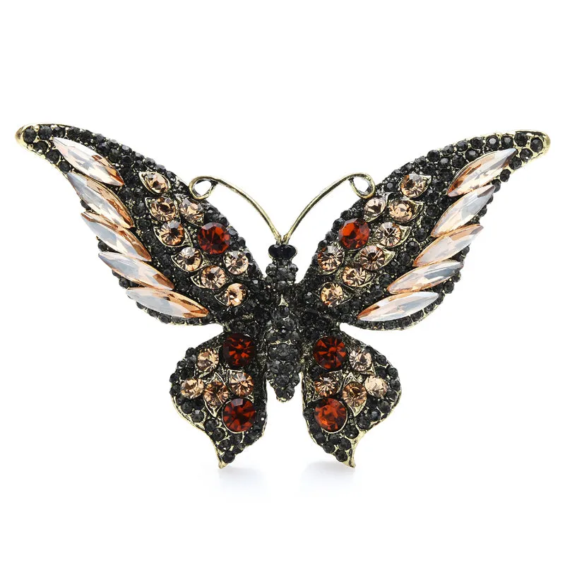 Exaggerate Sparkling Cyrstal Butterfly Brooch Pins For Women