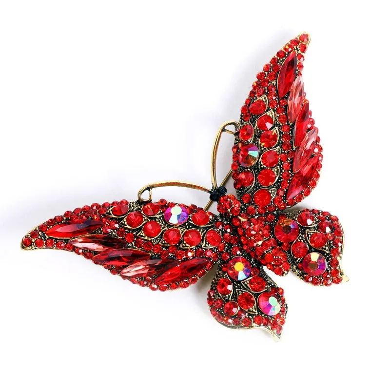 Exaggerate Sparkling Cyrstal Butterfly Brooch Pins For Women