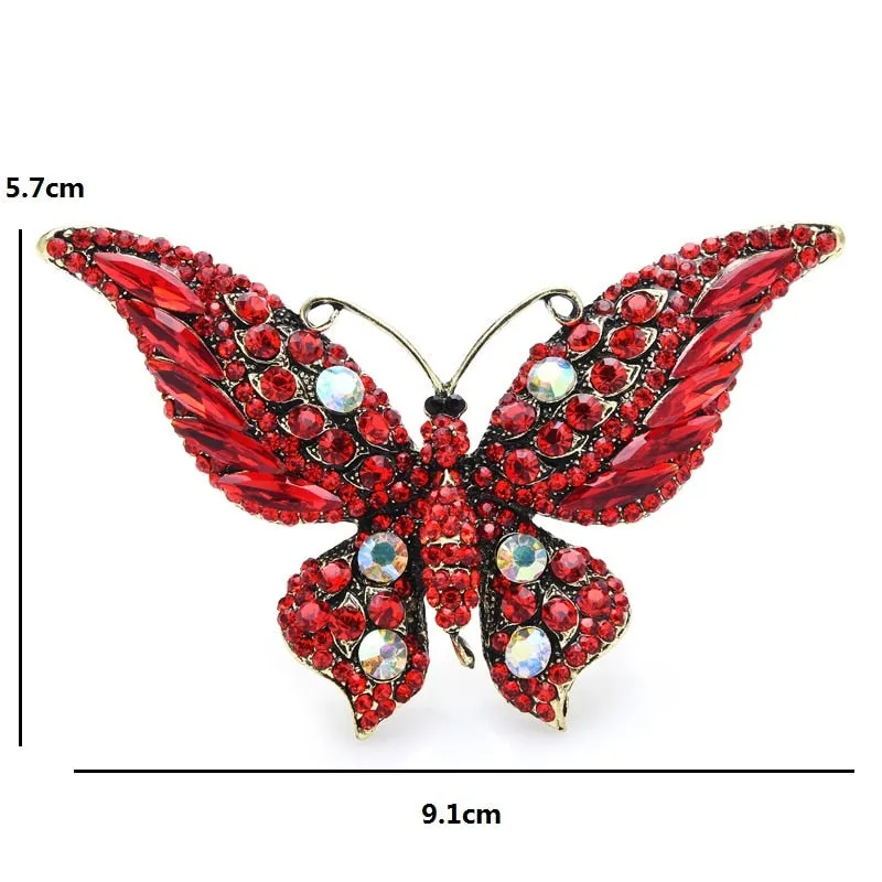 Exaggerate Sparkling Cyrstal Butterfly Brooch Pins For Women