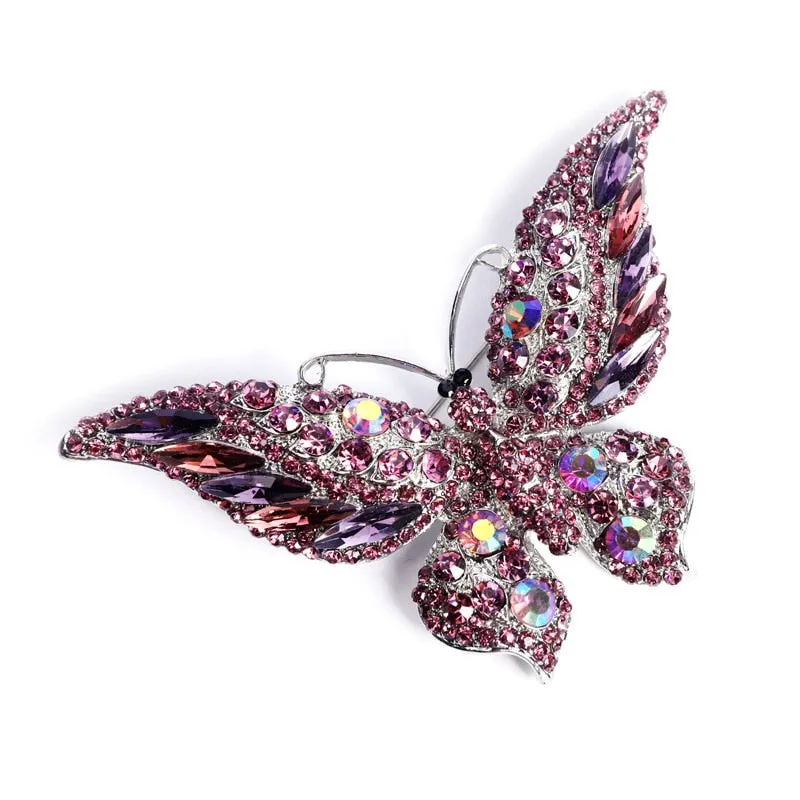 Exaggerate Sparkling Cyrstal Butterfly Brooch Pins For Women