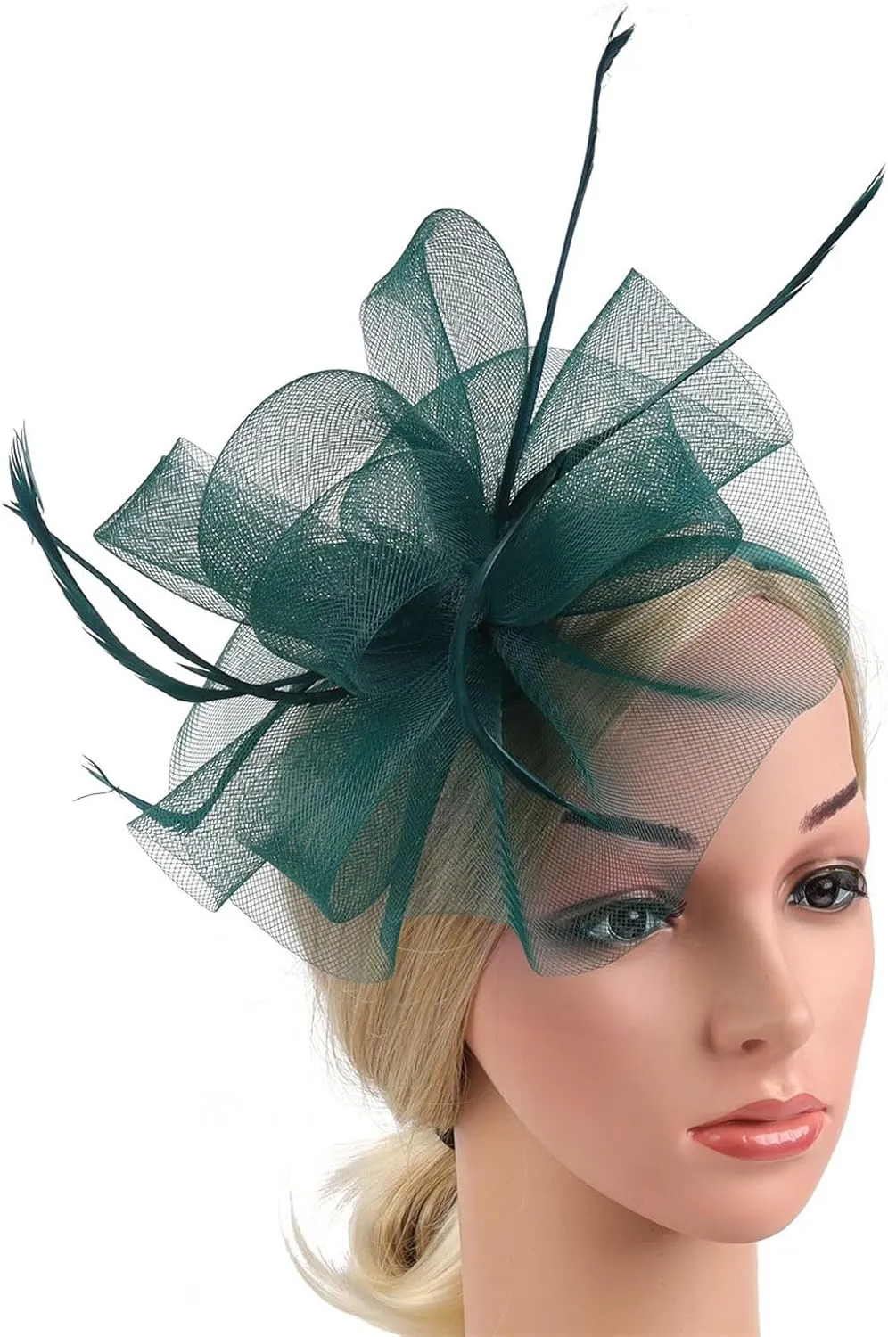Fascinators Hat Cocktail Tea Party Headwear with Veil Headband Flower Mesh Hair Clip for Girls and Women Wedding Hat