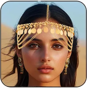 Fashey Sequins Headchain Boho Headpiece Gold Layered Hair Chains Forehead Chains Jewelry Wedding Festival Halloween Costume Hair Accessories for Women