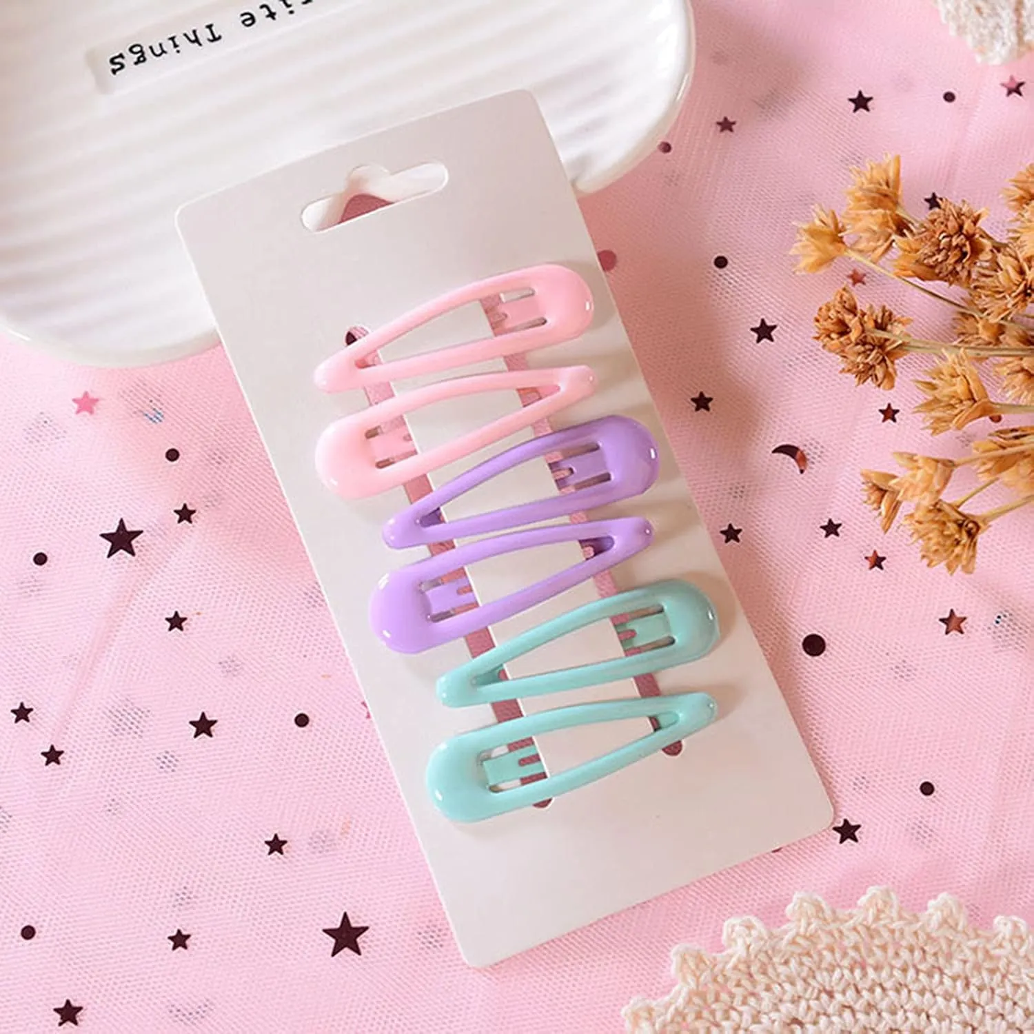 Fashion 6 Pcs Hair Barrettes, Non-Slip Hair Clips, Metal Snap Hairpins Accessories for Toddlers, Girls, Teens, Women