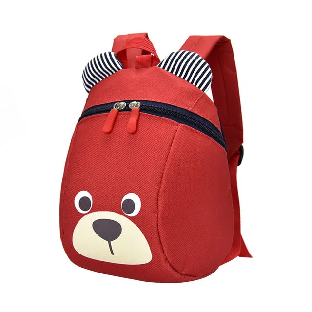 Fashion Children Backpack Anti-lost Canvas Cartoon Animal Bear Pattern Kindergarten Kids Baby School Bags Backpack for Children