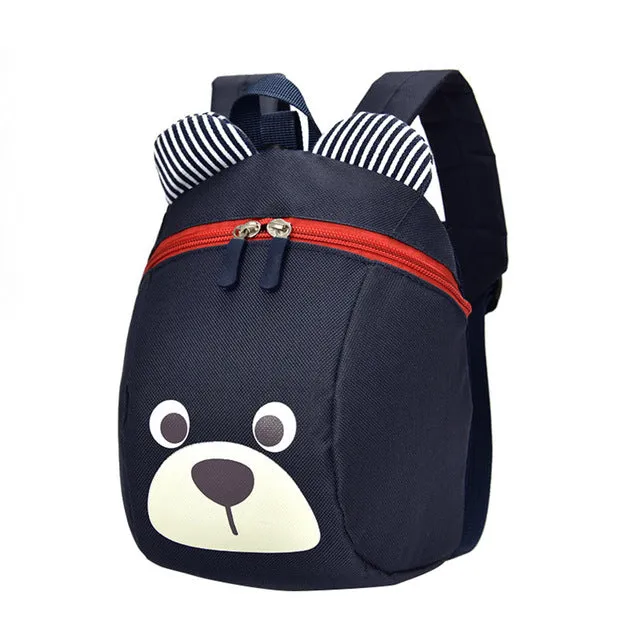 Fashion Children Backpack Anti-lost Canvas Cartoon Animal Bear Pattern Kindergarten Kids Baby School Bags Backpack for Children