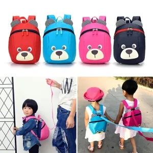 Fashion Children Backpack Anti-lost Canvas Cartoon Animal Bear Pattern Kindergarten Kids Baby School Bags Backpack for Children