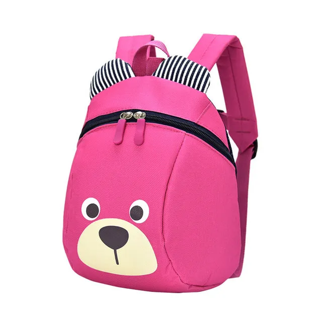 Fashion Children Backpack Anti-lost Canvas Cartoon Animal Bear Pattern Kindergarten Kids Baby School Bags Backpack for Children