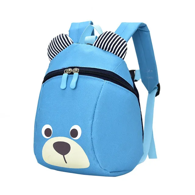 Fashion Children Backpack Anti-lost Canvas Cartoon Animal Bear Pattern Kindergarten Kids Baby School Bags Backpack for Children
